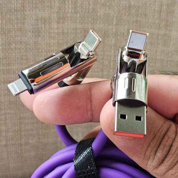 Fast Charging Data Cable Purple 2 in 2 USB Lighting USB Type C 2 Meters Unbrand - Picture 5 of 12